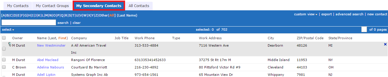 secondary contacts